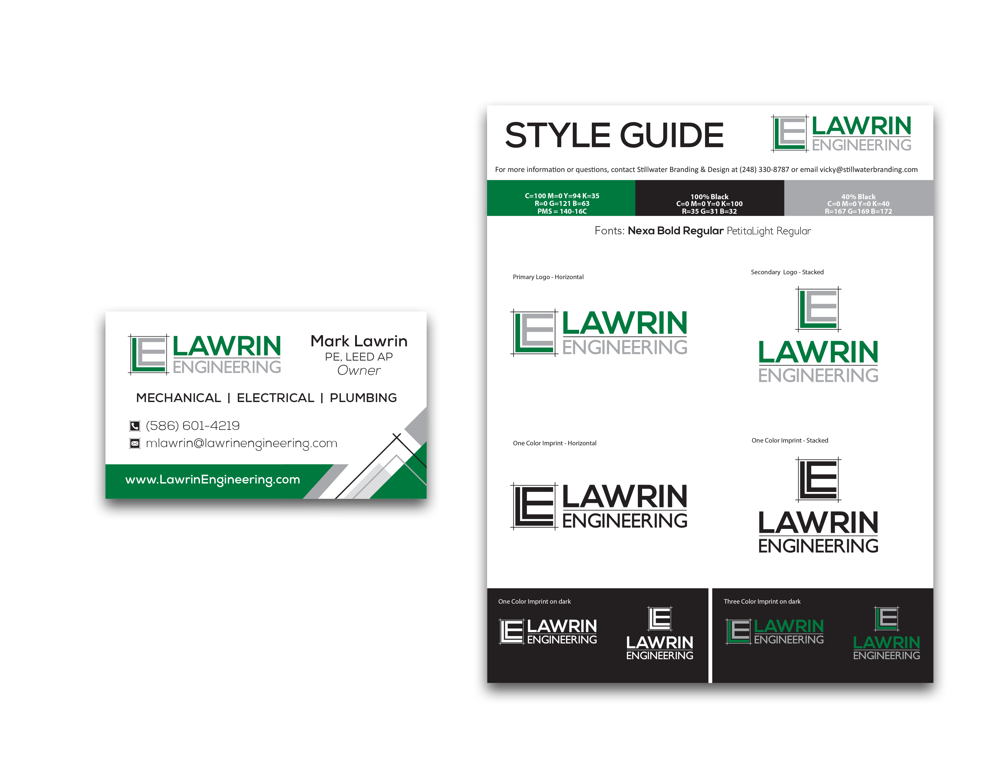 business cards (Mark Lawrin), style guide
