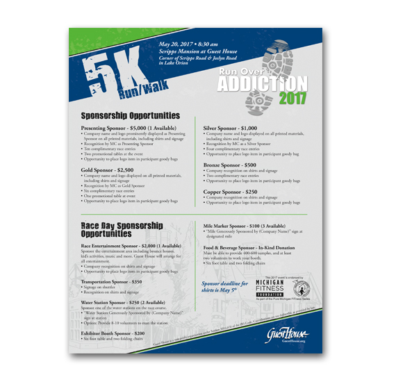 Guest House 5K Sponsorship flyer
