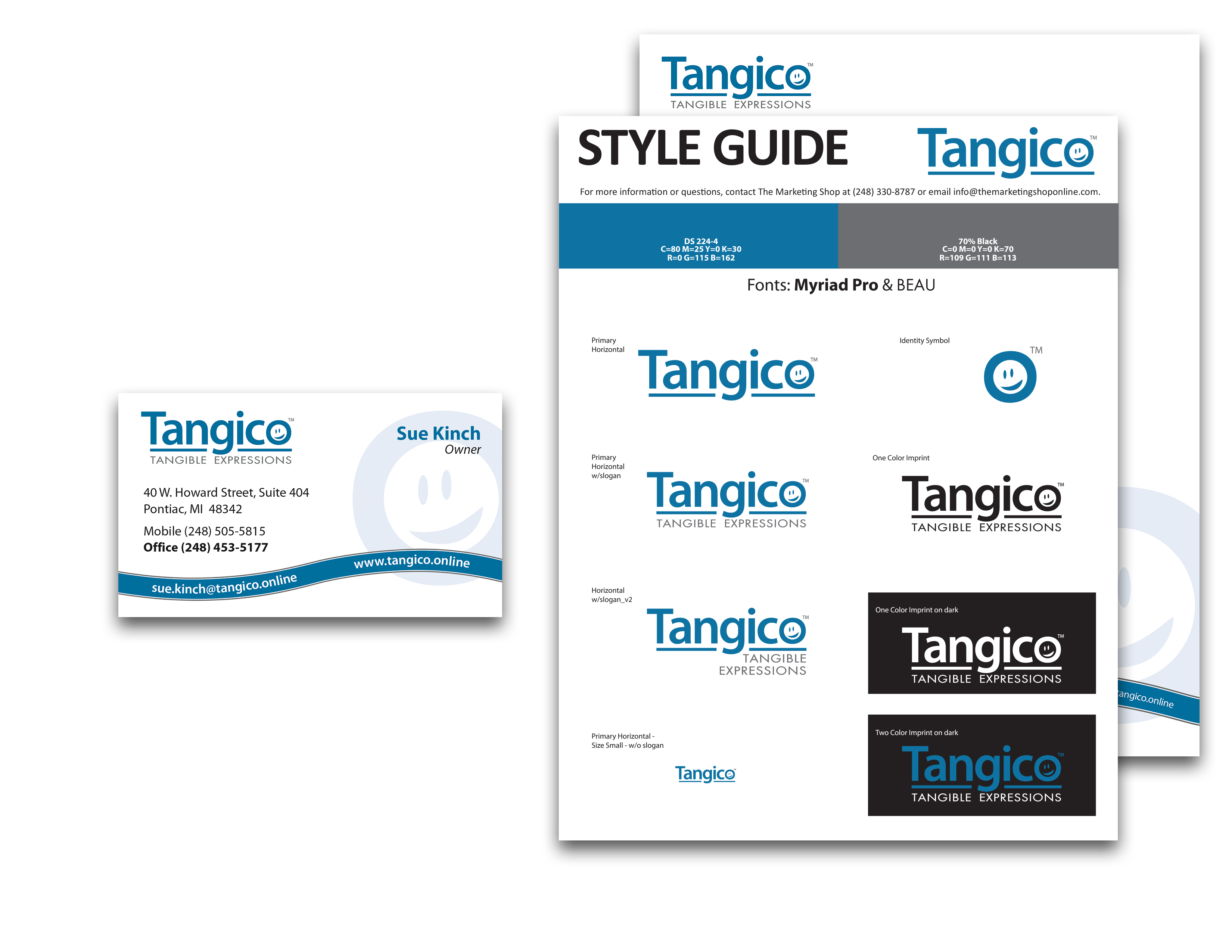  business cards, style guide, letterhead, envelopes, catalog cover from 2020